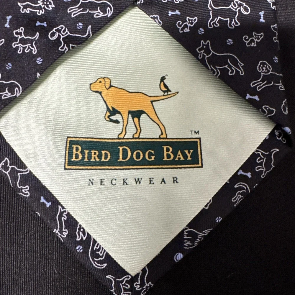 Bird Dog Bay Men's Silk Tie Dog Park Navy and Light Blue‎ Lots of Breeds EUC